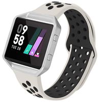 UMAXGET Compatible with Fitbit Blaze Bands, Soft Breathable Silicone Sport Band with Silver Metal Frame Smart Watch Wristband for Men Women, Small Large