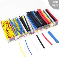 3.5 INCH 180pcs 2:1 Adhesive Heat Shrink Sing Wall Tubing kit 6 Sizes 3/8", 1/4", 3/16", 1/8", 3/32", 1/16" Cable Sleeve Tube Assortment with Storage Case for Boat/Home &AUTO (Colorful)