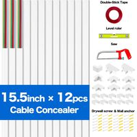 rnairni Cord Cable Concealer, 186 inch Cord Cover Raceway Kit, PVC Wire Cable Management Channel to Hide Single Power Cord,Wall Mount TV Cables - 12X L15.5, W0.95, H0.55
