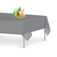 Silver 1 Pack Premium Disposable Plastic Tablecloth 54 Inch. x 108 Inch. Rectangle Table Cover By Grandipity