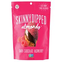SKINNYDIPPED ALMONDS Dark Chocolate Raspberry Covered Almonds, 3.5 Ounce Resealable Bag, 10 Count
