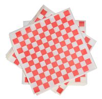 1000 Sheets of Red and White Checkered, Grease - Resistant, Basket Liners / Deli Paper