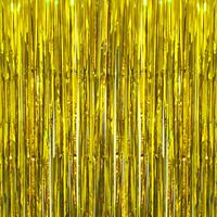 Deruicc Gold Foil Curtains 3ft x 8ft Tinsel Fringe Curtains Shimmer Curtain Birthday Wedding Party Christmas Photo Booth Backdrop Decorations