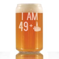 I Am 49 + 1 Middle Finger - 16 oz Beer Can Pint Glass - Funny 50th Birthday Gifts for Men or Women Turning 50