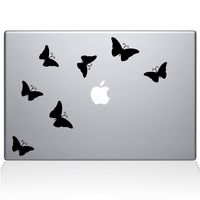 The Decal Guru 1029-MAC-12M-BLA Butterflies Decal Vinyl Sticker, 12" Macbook, Black