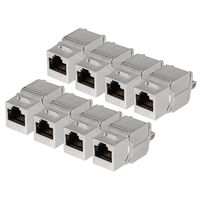 uxcell 8Pcs 180 Degree Cat 1 Port Single Hole Keystone Jack CAT6 RJ45 Silver Tone