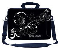 Meffort Inc Custom/Personalized Laptop Bag with Side Pocket & Shoulder Strap for Notebook Ultrabook Chromebook, Customized Your Name (17.3 Inch, White Swirl)