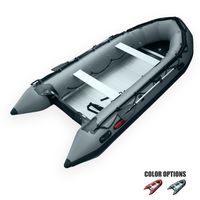 Seamax Heavy Duty Ocean430 14ft Inflatable Boat, Aluminum Floor, V Bottom, 5 Pontoon Chambers, Max Support 35HP Motor Rated (Dark Grey)