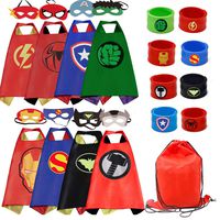 RioRand Kids Dress Up 8PCS Superhero Capes with Masks and Slap Bracelets for Boys Costumes Birthday Party Gifts