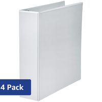 AmazonBasics Heavy-Duty D-Ring Binder - 2 Inch, White, 4-Pack