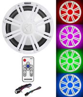 KICKER 45KM104 10" 350w Marine Boat Subwoofer Sub+White Grille w/LED's+Remote