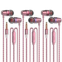 VPB V1 Headphones with Remote & Microphone, in Ear Earphone Stereo Sound Noise Isolating Tangle Free for iOS and Android Smartphones, Laptops, Gaming (3 Pairs of Pink)