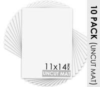 Mat Board Center, Pack of 10, 11x14 Uncut White Color Mats - Acid Free, 4-ply Thickness, White Core - for Pictures, Photos, Framing - Great for DIY Projects or Unique Picture Sizes