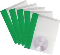 Storex Poly Two-Pocket Clear Folder with Stripe, Green, Case of 25 (50171U25C)