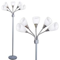Modern Floor Lamp Room Light by Lightaccents - Medusa Multi Head Standing Lamp Bedroom Light with 5 Positionable White Acrylic Reading Shades Room Light (Grey)