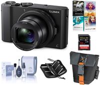 Panasonic Lumix DMC-LX10 4K Digital Point and Shoot Camera, 20.1 Megapixel 1-inch Sensor Bundle with Camera Bag, 32GB SD Card, SD Card Case, PC Software Kit, Cleaning Kit