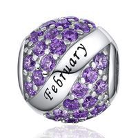 JIAYIQI February Birthstone Charms for Pandora Charms Bracelet- 925 Sterling Silver Bead Openwork Charms, Happy Birthday Charms for Bracelet and Necklace