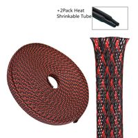 Techflex 25ft-1/2 Inch PET Expandable Braided Cable Sleeving, Braided Wire Sleeve, Cable Sheath Mesh Wire Loom-Red&Black