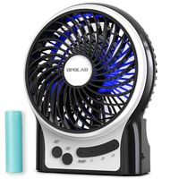 OPOLAR Mini Portable Battery Operated Travel Fan with 3-13 Battery Life, Rechargeable & USB powered Handheld Fan for Desk Beach Camping, 3 Speeds, Strong Airflow, Internal Blue Light& Side Flash Light