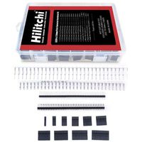 Hilitchi 635 Pcs 40 Pin 2.54mm Pitch Single Row Pin Headers, Connector Housing Female, Male/Female Pin Connector Kit