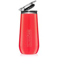 BrüMate 12oz Insulated Champagne Flute With Flip-Top Lid - Made With Vacuum Insulated Stainless Steel (Coral)