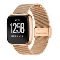 MEFEO Metal Mesh Bands Compatible with Fitbit Versa, Stainless Steel Band Strap with Secure Buckle Wristbands Accessories Replacement for Fitbit Versa/Versa 2/Versa Lite/SE Women Men (Copper Gold)