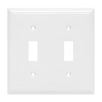 Power Gear Double, White, Unbreakable Nylon, Screws Included, UL Listed, 40025 Toggle Switch Wallplate, Standard