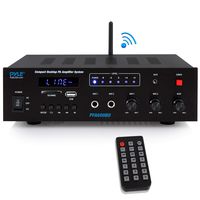 Wireless Bluetooth Karaoke Amplifier - 300 Watts 2 Channel  Digital Home Audio PA Receiver System 2 Microphone Input Control, FM Radio, USB,12 Volt Power Option - Pyle PFA600BU