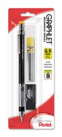 Pentel Graphlet Mechanical Pencil, 0.9mm with Lead and Small Black Block Eraser (PG509LEBP)