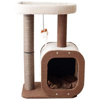 Catry, Cat Tree Condo with Paper Rope Covered Scratching Post Activity Center for Climbing Relaxing and Playing Natural Jute Fiber Pet Stand