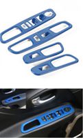 Dwindish Blue ABS Interior Door Armrest Window Lift Button Cover Trim for Jeep Renegade 2015-2017
