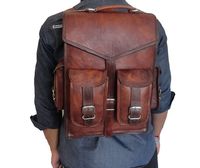 Handoleatherco Vintage Leather Macbook Briefcase 2-in-1 Leather School Bag Backpack Rucksack