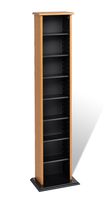 Oak & Black Slim Multimedia Storage Tower