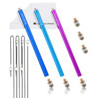 The Friendly Swede Extra Long Replaceable Fiber Tip Stylus 7.3" - 3 Premium XXL Micro-Knit Capacitive Stylus Pens + Elastic Tether Lanyards & Spare Tips (Purple + Dark Blue + Light Blue)