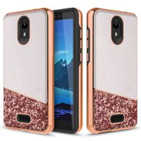Phonelicious Alcatel Insight Case, TCL A1 Case Dual Layer Shockproof Glitter Slim Protective Hard Phone Cover for Girl Women Compatible with A501DL (Rose Gold)