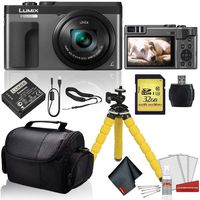 Panasonic Lumix DC-ZS70 Digital Camera (Silver) Bundle with Replacement Battery + LCD Screen Protectors + 32GB Memory Card and More