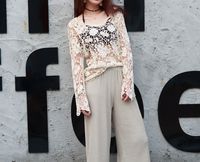 MOM 2018 New Summer Women's Long Cotton Lace Ms. Long Sleeve Sun Blouses,Beige,Average code