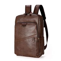 Men Backpack Wateroof Pu Leather Travel Bag Man Large Capacity Teenager Male Laptop Backpacks,Brown