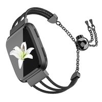 TOYOUTHS Stainless Steel Bracelet Compatible with Fitbit Versa/Versa 2 Bands for Women Premium Metal Wristband Replacement Versa Lite Special Edition SE Bangle Strap Dressy Accessories Black