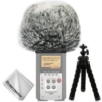 First2savvv Outdoor Portable Digital Recorders Furry Microphone Mic Windscreen Wind Muff for Zoom H4n SP . H4n . BOYA-V02 + mini tripod + Suede cleaning cloth TM-DM-H4NSP-A01TZ3