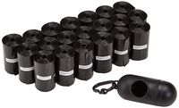 AmazonBasics Standard Dog Waste Bags with Dispenser and Leash Clip - Pack of 300, 13 x 9 Inches, Black