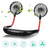 ASRUIO Hands Free Personal Fan Rechargeable USB Portable Fan Wearable Neckband Sports Cooling Fan Battery Operated Dual Wind Head Adjustable Fan for Traveling Sporting Office Home