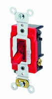 Leviton 1222-PLR 20 Amp, 120 Volt, Toggle Pilot Light, Neutral Double-Pole AC Quiet Switch, Extra Heavy Duty Spec Grade, Self Grounding, Back and Side Wired, Red