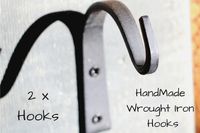 Wrought Iron Hooks Wrought Hooks Hanger Wrought Iron hooks for Lantern Wrought Iron Hooks for Coat Wrought Iron Hooks Rustic Wrought Iron Hooks for Hanging Wrought Iron Hooks Vintage - 2 Hooks!