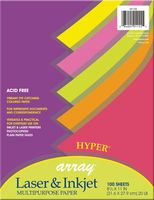 Pacon  Multi-Purpose Paper, 20 lb., Assorted 5 Hyper Colors,  8-1/2" x 11", 100 Sheets