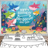 Baby Shark Backdrop for Photography Under The Sea Birthday Party Background Baby Shower Kids Party Newborn Child Family Portrait Studio Props th24-5x3FT
