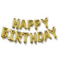 Happy Birthday Balloons Banner (3D Gold Lettering) Mylar Foil Letters | Inflatable Party Decor and Event Decorations for Kids and Adults | Reusable, Ecofriendly Fun