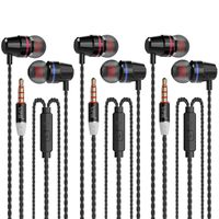 VPB V1 Headphones with Remote & Microphone, in Ear Earphone Stereo Sound Noise Isolating Tangle Free for iOS and Android Smartphones, Laptops, Gaming (3 Pairs of Black)