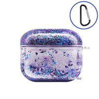 UnnFiko Bling Quicksand Case Compatible with AirPods Pro, Cute Sparkle Liquid Protective Case, Funny Creative Hard Clear Airpods 3rd Cover with Keychain (Purple, AirPods Pro)