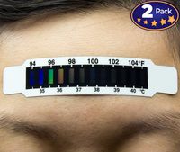 Hassle-Free Forehead Thermometer Strips 2 Pack. Travel-Sized & Reusable. Simply Press & Hold to Forehead to Check on Fever. Great for Children. Fits in Purse, Diaper Bag & Pocket. Measures in F & C.